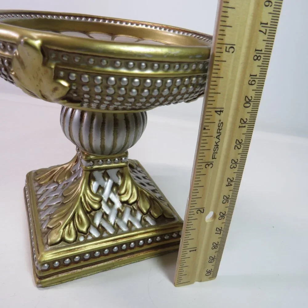 Candle Pedestal w multi- dimensional textures, Two Tone Metal colors 5